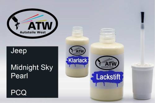 Jeep, Midnight Sky Pearl, PCQ: 20ml Lackstift + 20ml Klarlack - Set, von ATW Autoteile West.